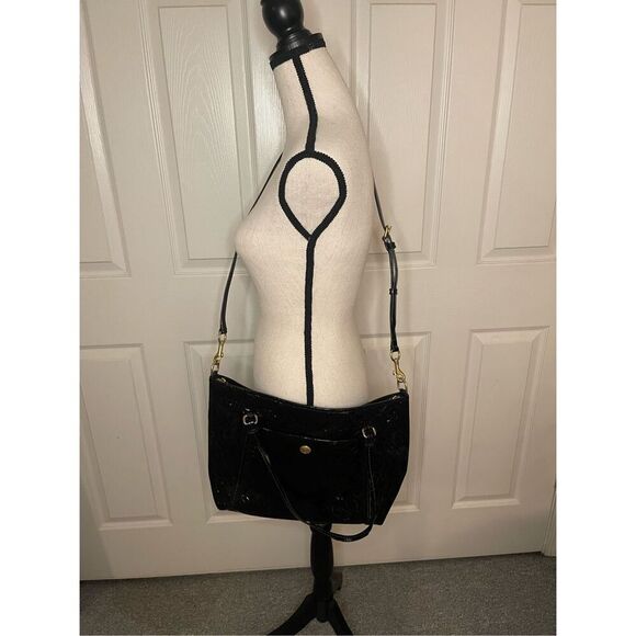 COACH Handbags - COACH Women's Black Op Art Glossy Patent‎ Leather Tote Bag Purse